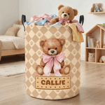 Cesta de la ropa impermeable con nombre y asa Personalizada Osito de peluche Regalo de inauguración de la casa para niños Niñas