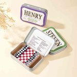 Gepersonaliseerd Altoids Tin Magnetic Mini Travel Chess Board Set met Naam Klein Draagbaar Zakspel Camping Verjaardagscadeau voor Schaakliefhebbers