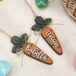 Porte-nom personnalisé en bois en forme de carotte pour le panier de Pâques Cadeau de Pâques pour garçons filles