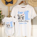 Personalisierte niedlichen Elefanten 1. Muttertag 100% Baumwolle T-shirt Baby Bodysuit mit Namen Geburtstag Geschenk für Baby Mama