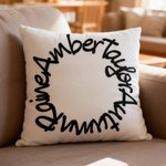 Personalised Circle 3-5 Names Soft Cushion Cover Home Decor Birthday Mother's Day Father's Day Gift for Family