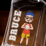 Decantador de whisky personalizado con nombre y número de personaje de voleibol de dibujos animados Regalo de cumpleaños Día del Padre para hombre mujer amante del voleibol