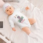 Personalisierte gestickten Stockente Hund 100% Baumwolle Baby Bodysuit mit Namen Baby Dusche Geburtstag Geschenk für Babys Neugeborene