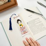 Personalized Cartoon Reading Character Acrylic Bookmark with Name and Tassel Reading Supplies Birthday Gift for Bookworm Friend Family