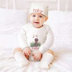 Personalisierte gestickten Stockente Hund 100% Baumwolle Baby Bodysuit mit Namen Baby Dusche Geburtstag Geschenk für Babys Neugeborene