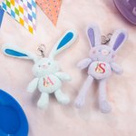 Personalised Cute Peter Rabbit Bunny Initial Fillable Jumbo Easter Egg and Stretchable Plush Bunny Keychain Set Birthday Party Favors Gift for Kids