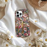Personalized Cross Floral Stained Glass Phone Case with Letter for iPhone Samsung Anniversary Birthday Gift for Friend Family Woman