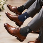 Embroidered Monogram Crew Socks Soft Groomsmen Wedding Bachelor Party Gift for Best Men Groom