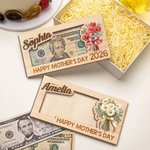 Spersonalizowany kwiat narodzin Szczęśliwego Dnia Matki Drewniany stojak na pieniądze z imieniem Prezent urodzinowy dla babci i mamy