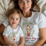 Personlig Vår första mors dag Baby Onesie med söt djur och namn Mors dag present till nyfödd