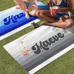 Personalized Multicolor Gradient Stripe Oversized Quick Dry Beach Towel with Name Beach Travel Essentials Birthday Gift for Family Friend