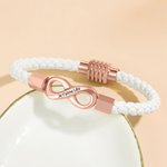 Bracelet en cuir PU imperméable personnalisé avce texte - Style de l'amour infini - Cadeau d'anniversaire pour les couples