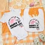 Personalizado You're Doing A Great Job Cute Elephant 100% Algodón Camiseta Babero con Nombre Feliz 1er Día de la Madre Cumpleaños Regalo para Bebé Mamá