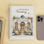Personifierad Boho-inspirerad Vintage Bookstore Floral Vines Spiral A5 Linjerad anteckningsbok med titel och text Tillbaka till skolan Födelsedagspresent för bokmaskar
