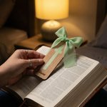 Personalised Ribbon Bow Bible Verse Cross Wooden Bookmark with Engraved Name Birthday Religious Baptism Gift for Family Christians