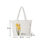 Personalisierter Cord Shopper mit Geburtsblumen und Namen | Große Kapazität | Stylische Tote Bag | Alltag Muttertag Geburtstag Geschenk für Damen