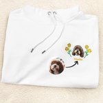 Gepersonaliseerd Geborduurd Bloemen Hond Kat Gezicht Foto Zacht T-shirt Sweatshirt Hoodie met Naam Huisdierfeest Verjaardagscadeau voor Huisdierliefhebbers