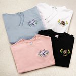 Gepersonaliseerd Geborduurd Bloemen Hond Kat Gezicht Foto Zacht T-shirt Sweatshirt Hoodie met Naam Huisdierfeest Verjaardagscadeau voor Huisdierliefhebbers