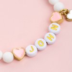 Personalised Name Heart Elastic Beaded Bracelet Birthday Friendship Easter Gift for Toddlers Girls Women