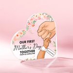 Plaque de coeur en acrylique avec fleurs et prénoms Cadeau de naissance pour nouvelle maman