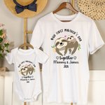 Personlig Vår första mors dag tillsammans T-shirt för vuxna med namn Söt giraff elefant björn koala Present till ny mamma
