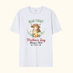 Personalised Our First Mother's Day T-shirt with Cute Animal and Name Mother's Day Gift for New Mom