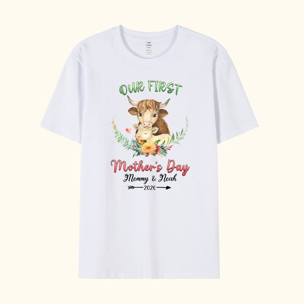 Maglietta personalizzata per la nostra prima festa della mamma con animale carino e nome Regalo per la festa della mamma per la nuova mamma