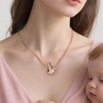 Personalized New Mom and Baby Swan Necklace with Birthstone and Card Birthday Anniversary Christmas First Mother's Day Gift for Women