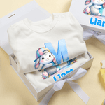 Personalised Cute Easter Bunny 100% Cotton Baby Romper Hat Blanket Outfit with Gift Box and Name Easter Birthday Gift for Newborn