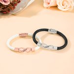 Bracelet en cuir PU imperméable personnalisé avce texte - Style de l'amour infini - Cadeau d'anniversaire pour les couples