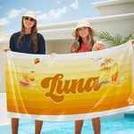 Personalized Multicolor Gradient Stripe Oversized Quick Dry Beach Towel with Name Beach Travel Essentials Birthday Gift for Family Friend