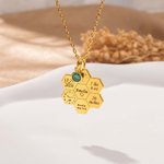 Personalised Baby Birth Stats Honeycomb Necklace with Birthstone Newborn Birth Announcement Christmas Mother's Day Gift for New Mom