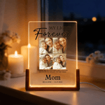 Personalised Photo Acrylic LED Night Light with Name and Wooden Base Home Decor Sympathy Gift for Family Friends