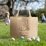 Henkilökohtainen Retro Style Happy Easter Bunny Chick Suuri Juutti Kangaskassi nimi ja Initial pääsiäinen osapuoli lahja pojille tytöille