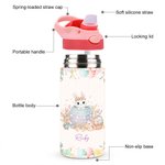 Bouteille d'eau isotherme 12 oz avec poignée et paille en silicone pour enfants Cadeau d'anniversaire de Pâques pour garçons et filles