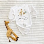 Personalized Cute Giraffe Rainbow 100% Cotton Baby Romper with Name and Year First Mother's Day Baby Shower Gift for Newborn