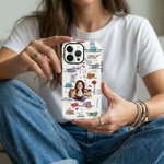 Personalised Cartoon Reading Girl Character Birth Flower Phone Case for iPhone Samsung with Name Daily Use Birthday Gift for Book Lovers