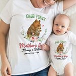Personlig Vår första mors dag Baby Onesie med söt djur och namn Mors dag present till nyfödd