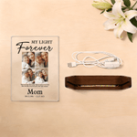 Personalised Photo Acrylic LED Night Light with Name and Wooden Base Home Decor Sympathy Gift for Family Friends