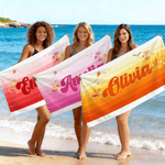 Personalized Multicolor Gradient Stripe Oversized Quick Dry Beach Towel with Name Beach Travel Essentials Birthday Gift for Family Friend
