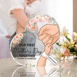 Plaque de coeur en acrylique avec fleurs et prénoms Cadeau de naissance pour nouvelle maman