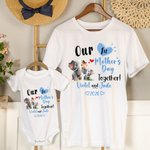 Body bébé ou T-shirt adulte 100% coton personnalisé avec motif éléphant et noms - Cadeau d'anniversaire pour maman et nouveau-né