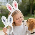 Personalisierte niedliche Kaninchenohren Haarband mit Stickerei Name und Jahr Ostern Party Geburtstag Geschenk für Kinder