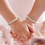 Personalised Name Heart Elastic Beaded Bracelet Birthday Friendship Easter Gift for Toddlers Girls Women
