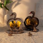 Personalized Swan Family LED Light Wooden Ornament with Text and Date Home Decor Mother's Day Christmas Birthday Gift for Mom