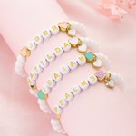 Personalised Name Heart Elastic Beaded Bracelet Birthday Friendship Easter Gift for Toddlers Girls Women
