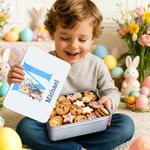 Conejito de Pascua personalizado en acuarela Caja de galletas con nombre y fecha Fiesta de Pascua Cumpleaños Regalo para niños