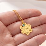 Personalised Baby Birth Stats Honeycomb Necklace with Birthstone Newborn Birth Announcement Christmas Mother's Day Gift for New Mom
