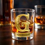 Bicchiere da whisky da 295 ml personalizzato in vetro con iniziali e motivo di rose - Regalo di San Valentino, anniversario e compleanno per coppie