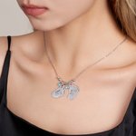 Personalised Engraved 1-3 Baby Foot Pendant Necklace with Birth Announcement and Birthstone Birthday Baby Shower Gift for Kid New Mom
